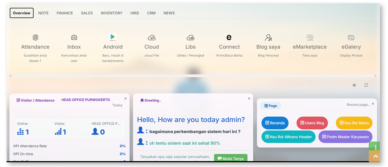 Dashboard ERP tampilan 3